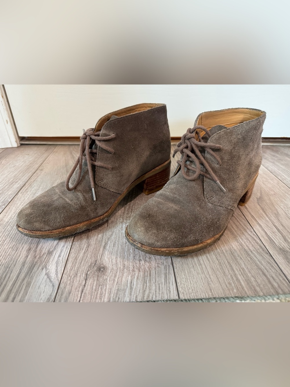 Clarks Brown Suede Lace-Up Ankle Booties